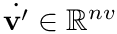 $\dot{\mathbf{v}'}\in\mathbb{R}^{nv}$