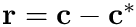 $\mathbf{r}=\mathbf{c}-\mathbf{c}^*$