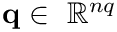 $\mathbf{q}\in~\mathbb{R}^{nq}$